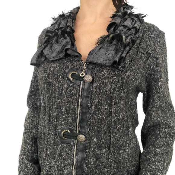 LaSeine Black Jacket with Faux Fur Trim - Picture 7 of 11